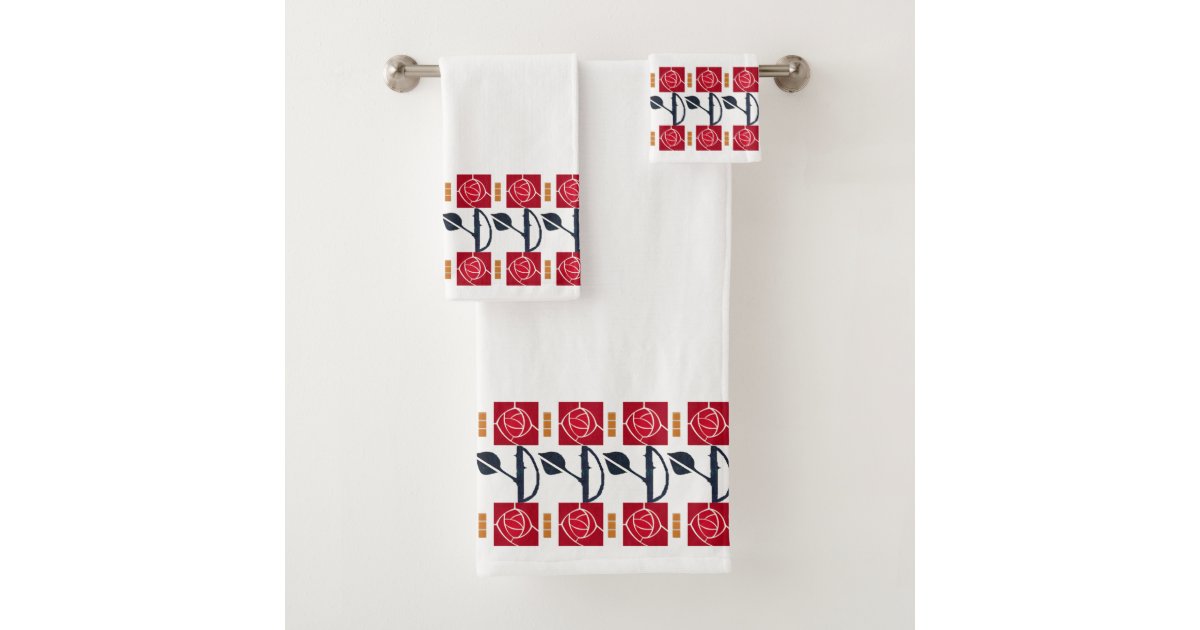 Arts Crafts Rose In The Mission Style Bath Towel Set Zazzle Com