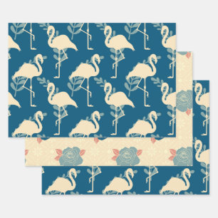Arts & Crafts style decorative Flamingo patterned Wrapping Paper Sheets