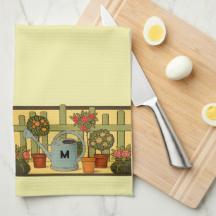 Arts & Crafts Style Garden Potted Plants Frieze Kitchen Towel
