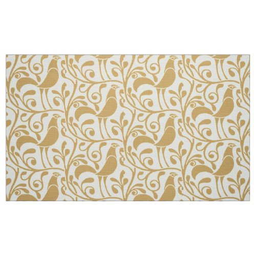 Arts & Crafts Style Roosters In Foliage Pattern Fabric
