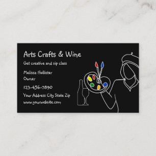 Arts Crafts & Wine Classes Business Card