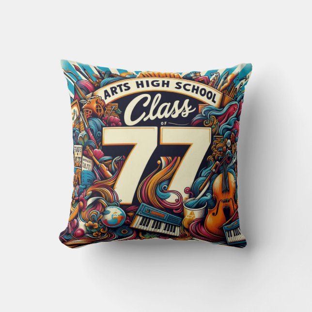 Arts high school class of 77 throw pillow (Front)
