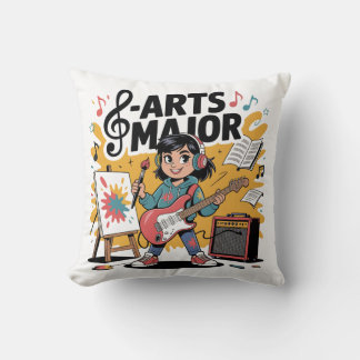 Arts Major Cartoon Illustration - Unique Creative Throw Pillow