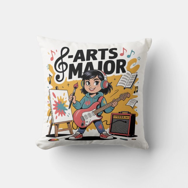 Arts Major Cartoon Illustration - Unique Creative  Throw Pillow (Front)