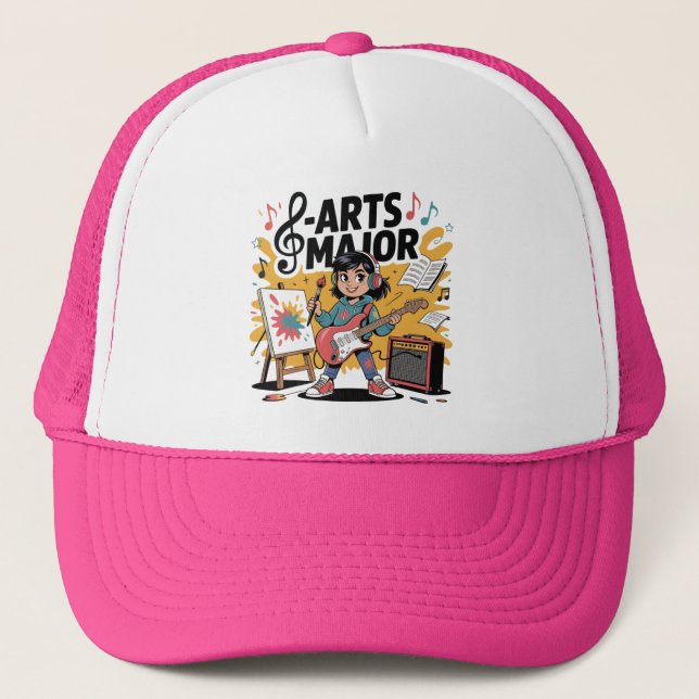 Arts Major Cartoon Illustration - Unique Creative  Trucker Hat (Front)