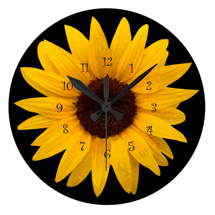 Arts Sunflower stylish Textur Large Clock  Zazzle.com
