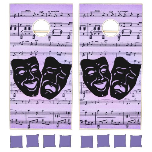 Arts Unite Purple Music and Theater Masks Cornhole Set