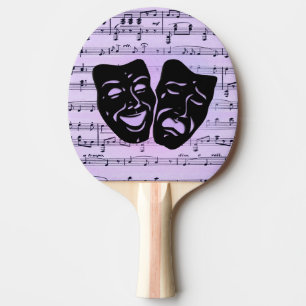 Arts Unite Purple Music and Theater Masks Ping Pong Paddle