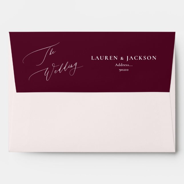 ArtsApp Blush Burgundy Calligraphy Wedding DIY  Envelope (Back (Top Flap))