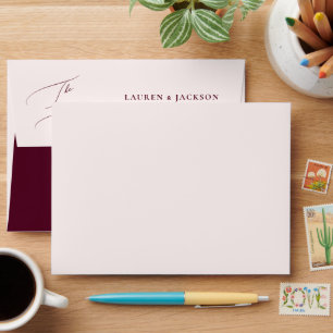 ArtsApp Blush Burgundy Calligraphy Wedding DIY  Envelope