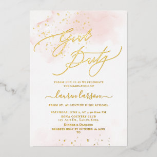ArtsApp Blush Pink H2 Washed Graduation Party Foil Invitation