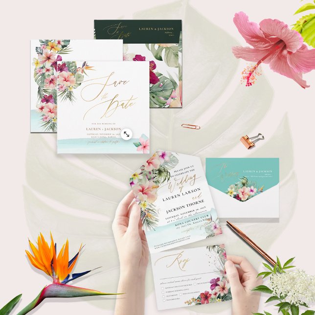 ArtsApp Chic Tropical Paradise Wedding Save The Date (Creator Uploaded)