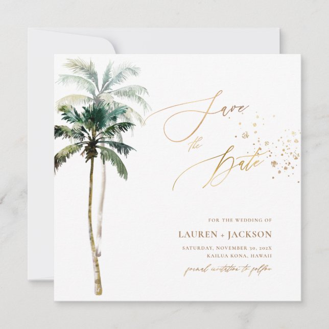 ArtsApp Chic Tropical Paradise Wedding Save The Date (Front)