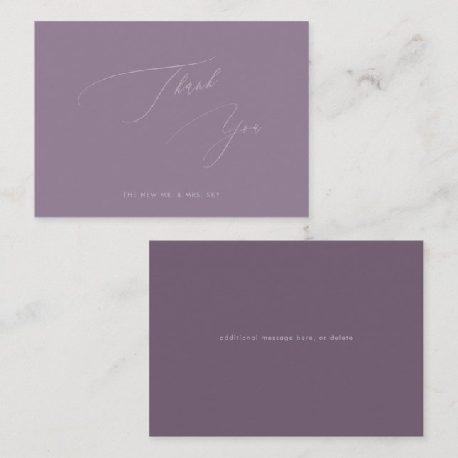 ArtsApp Dusty Boho Purple Calligraphy Thank You Note Card (Front/Back)