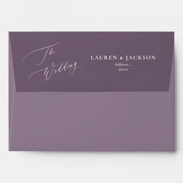 ArtsApp Dusty Purple Calligraphy Wedding DIY  Envelope (Back (Top Flap))