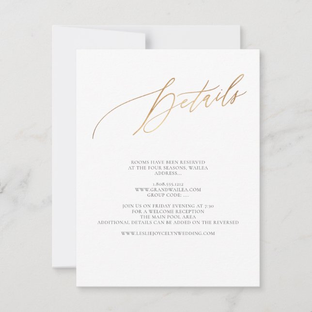ArtsApp Elegant Details Faux Gold Luxe Calligraphy RSVP Card (Front)