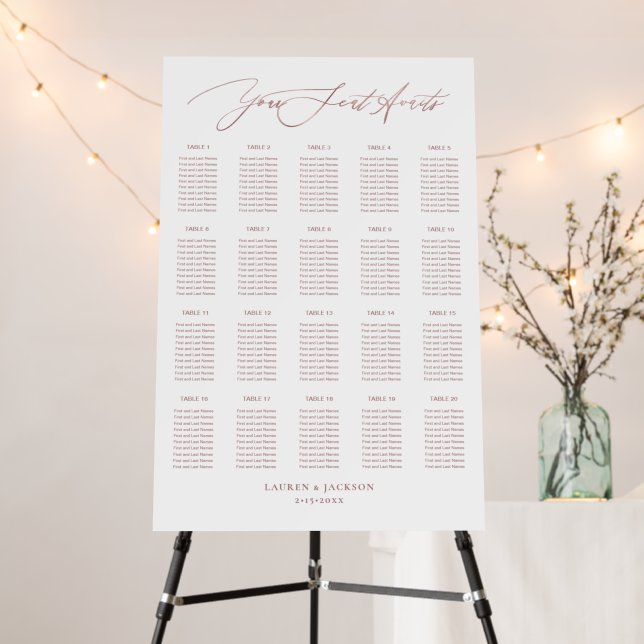 ArtsApp Elegant Dusty Rose Calligraphy Seating Foam Board (In Situ (Stand))
