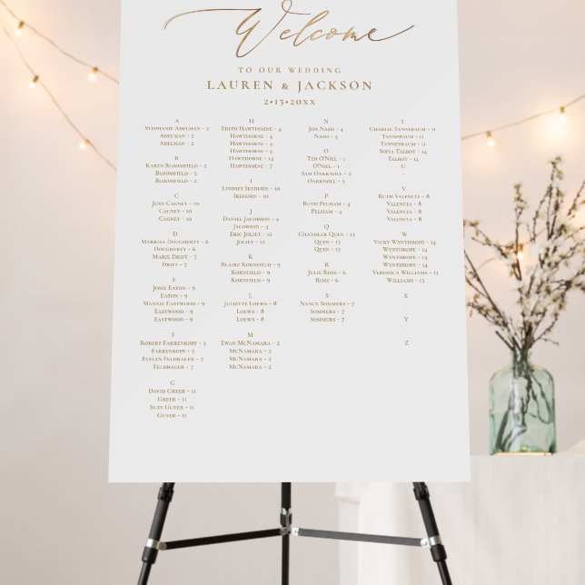 ArtsApp Elegant Faux Gold Calligraphy Seating Foam Board (In Situ (Stand))