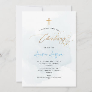 ArtsApp Elegant H2 Washed Pale Blue Christening Invitation