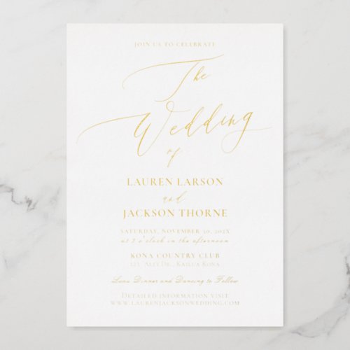 ArtsApp Elegant Luxe Calligraphy Wedding DIY Color Foil Invitation