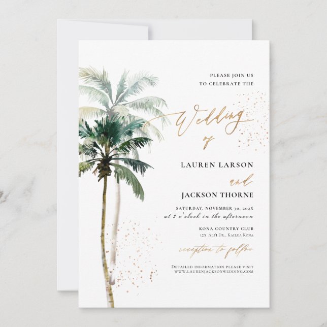 ArtsApp Elegant Tropical Paradise Palm Trees Invitation (Front)