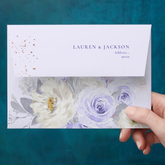 ArtsApp Elegant Watercolor Dusty Purple Roses Envelope (Hand)