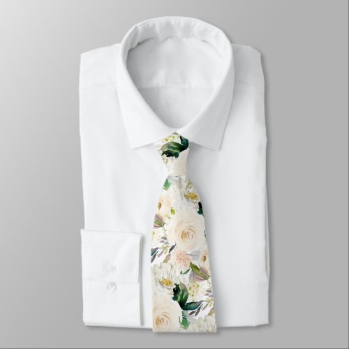 ArtsApp H2 Alabaster Cream Roses Wedding Neck Tie