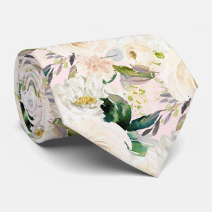 ArtsApp H2 Alabaster Cream Roses Wedding Neck Tie