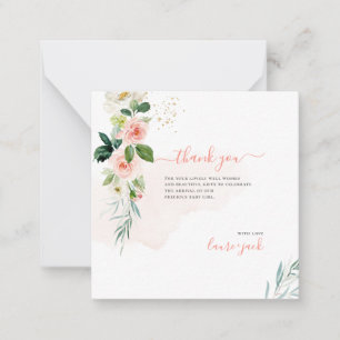 ArtsApp H2 Blush Pink Roses Baby Shower Thank You Note Card