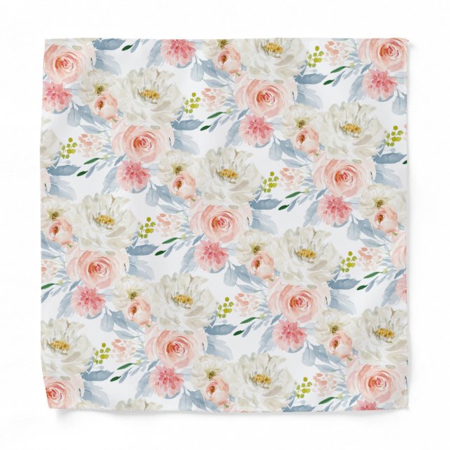 ArtsApp H2  Blush Pink Roses Pocket Square Bandana (Front)