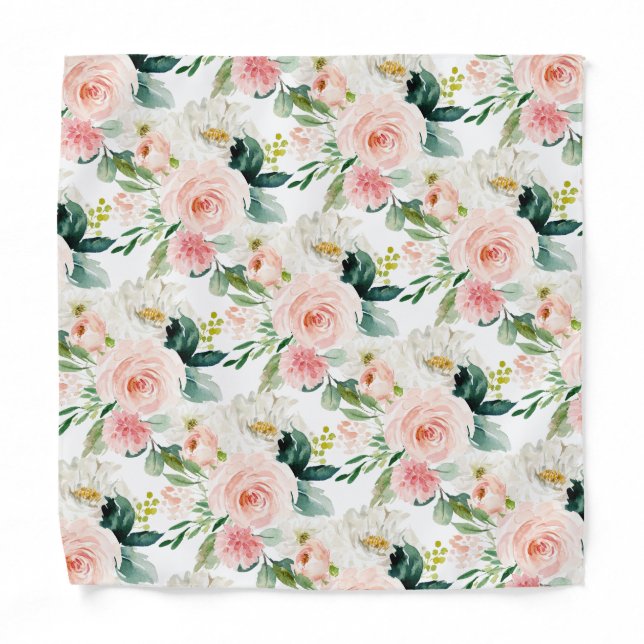 ArtsApp H2  Blush Pink Roses Pocket Square Bandana (Front)