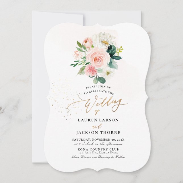 ArtsApp H2  Blush Pink Roses Wedding Invitation (Front)