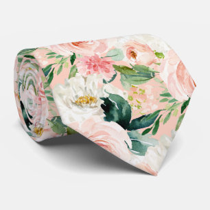 ArtsApp H2  Blush Pink Roses Wedding Neck Tie