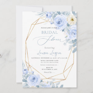 ArtsApp H2 Dusty Blue Roses Bridal Shower Invitation