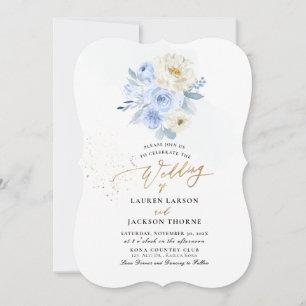 ArtsApp H2 Dusty Blue Roses Wedding Invitation