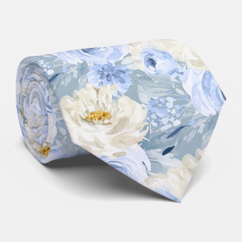 ArtsApp H2 Dusty Blue Roses Wedding Neck Tie