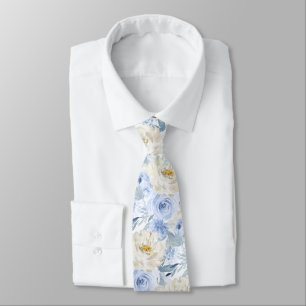 ArtsApp H2 Dusty Blue Roses Wedding Neck Tie