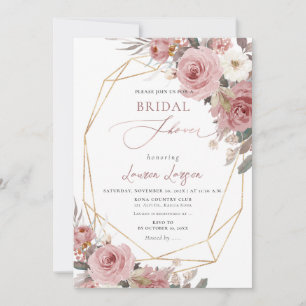 ArtsApp H2 Dusty Pink Roses Bridal Shower Invitation