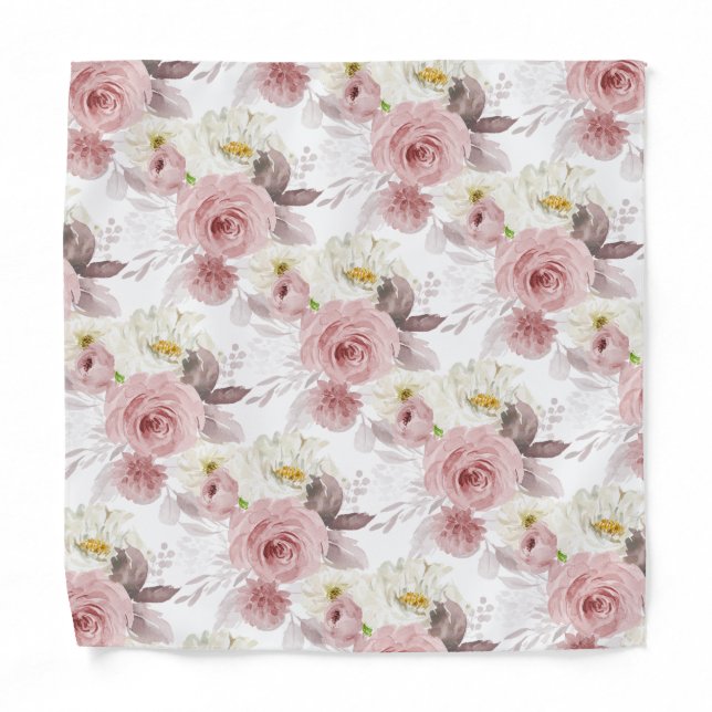 ArtsApp H2 Dusty Pink Roses Pocket Square Bandana (Front)