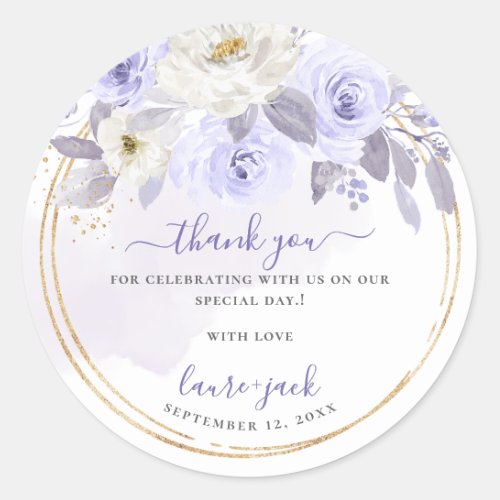 ArtsApp H2 Dusty Purple Roses DIY Event Thank You Classic Round Sticker