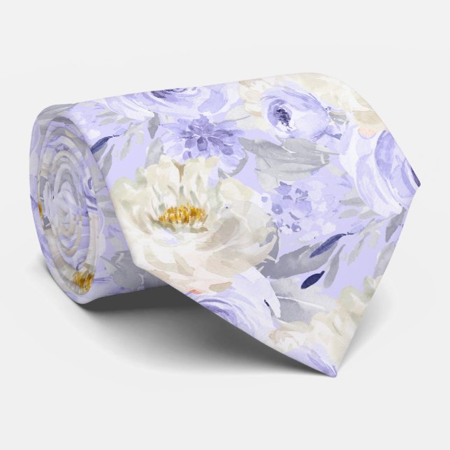 ArtsApp H2 Dusty Purple Roses Wedding Neck Tie (Rolled)