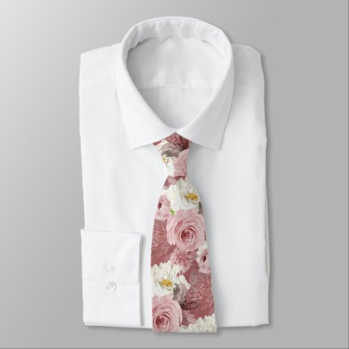 ArtsApp H2 Dusty Rose Roses Wedding Neck Tie