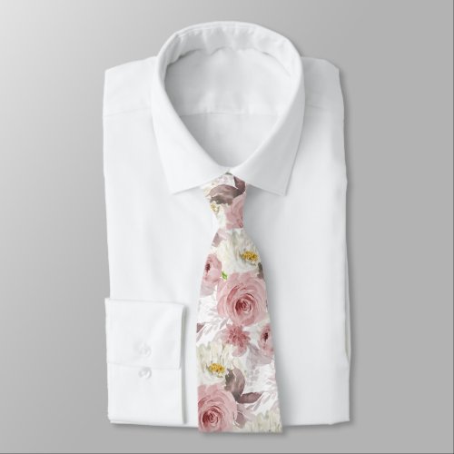 ArtsApp H2 Dusty Rose Roses Wedding Neck Tie