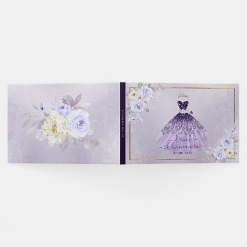 ArtsApp H2 Ombre Purple Sparkling Quinceanera Guest Book