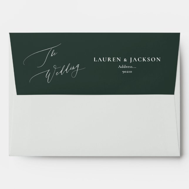 ArtsApp Lush Green Calligraphy Wedding DIY Color Envelope (Back (Top Flap))