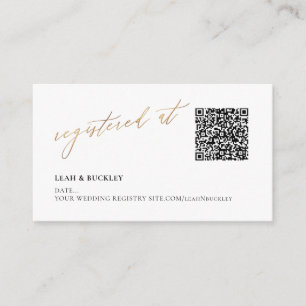 ArtsApp QR Code Registry Faux Gold Calligraphy Enclosure Card