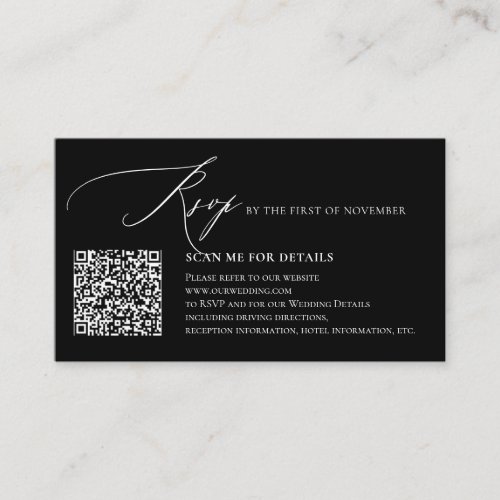 ArtsApp QR RSVP Elegant BW Luxe Calligraphy Enclosure Card