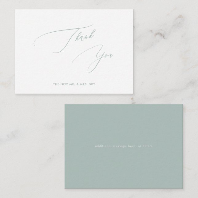 ArtsApp Sage Green  Luxe Calligraphy Thank You Note Card (Front/Back)
