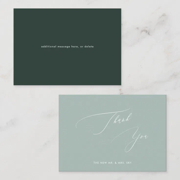 ArtsApp Sage Green Luxe Calligraphy Thank You Note Card | Zazzle