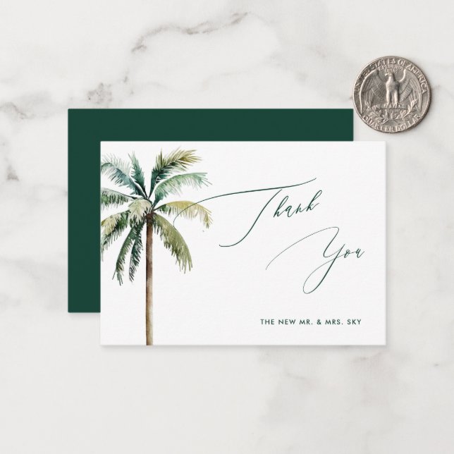 ArtsApp Tropical Luxe Calligraphy Thank You Note Card (Front/Back In Situ)